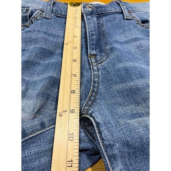 Gap 1969 Women's Jeans Size 29 R Real Straight Blue Whiskered Faded Embellished - Picture 9 of 10